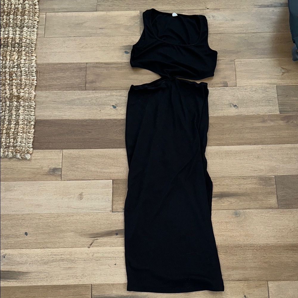 Black cut out Dress with slit  size M